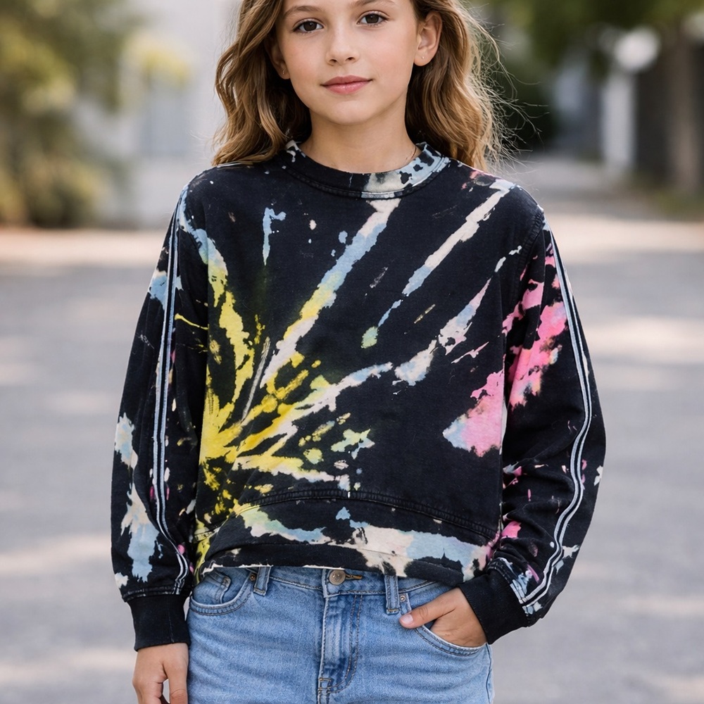 Hard Tail Multicolor Tie-Dye Kids crewneck  Sweatshirt